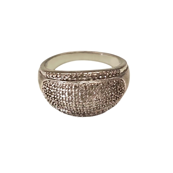 Vintage 1/4 CTW Diamond Round 925 Sterling Silver Multi Row Band Ring Size 8 - Picture 2 of 14